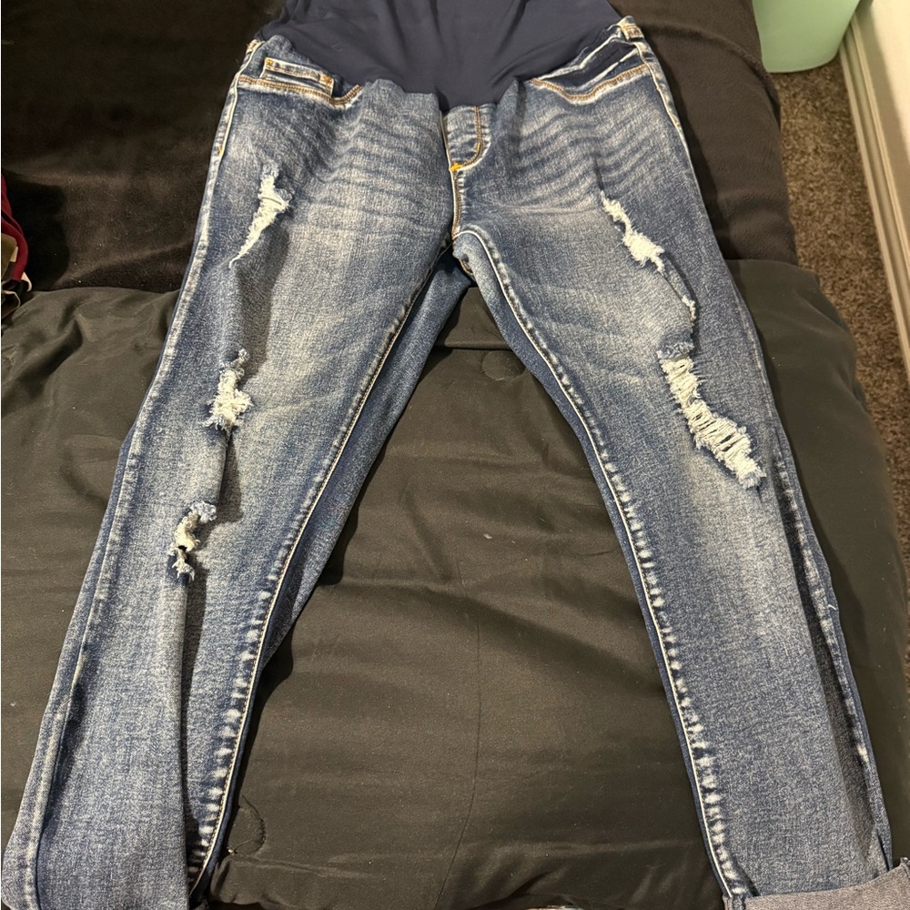 Maternity Distressed Blue Jeans